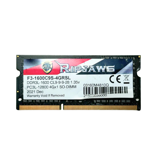 (Naudota) G.Skill Ripjaws 4GB 1Rx8 PC3L-12800 SODIMM F3-1600C9S-4GRSL Operatyvioji Atmintis