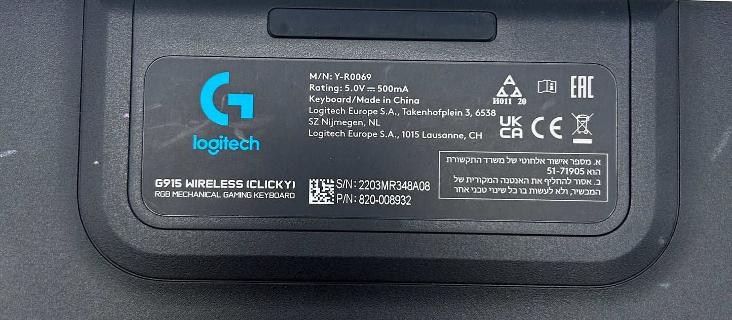 Logitech G915 Wireless (Tactile) RGB Mechaninė Gaming Žaidimų Klaviatūra