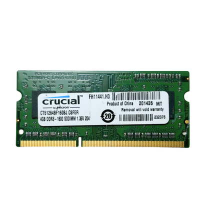(Naudota) Crucial 4GB 1Rx8 1.35V DDR3-12800S SODIMM CT51264BF60BJ.C8FER Operatyvioji Atmintis