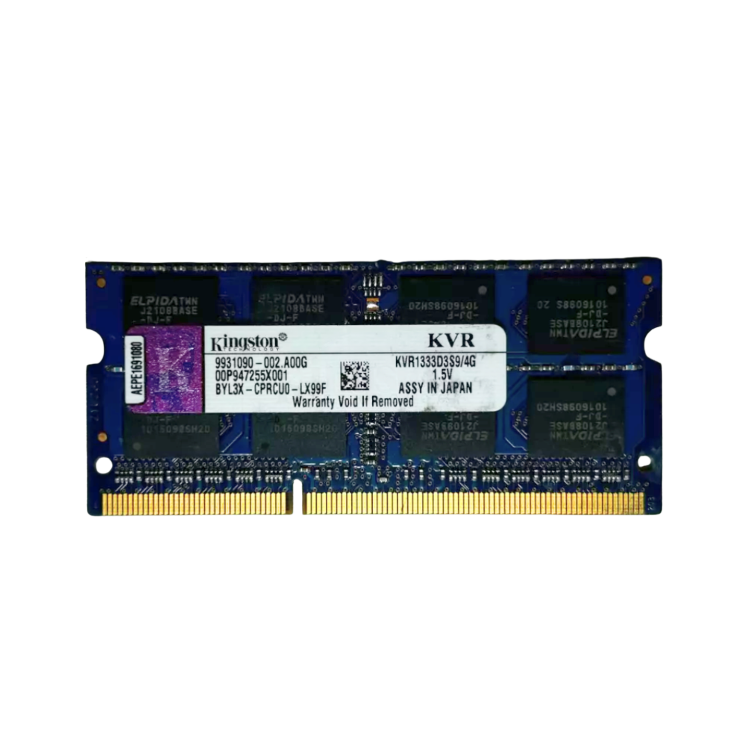 (Naudota) Kingston 4GB 2Rx8 PC3-10600 CL9 SODIMM KVR1333D3S9/4G Operatyvioji Atmintis
