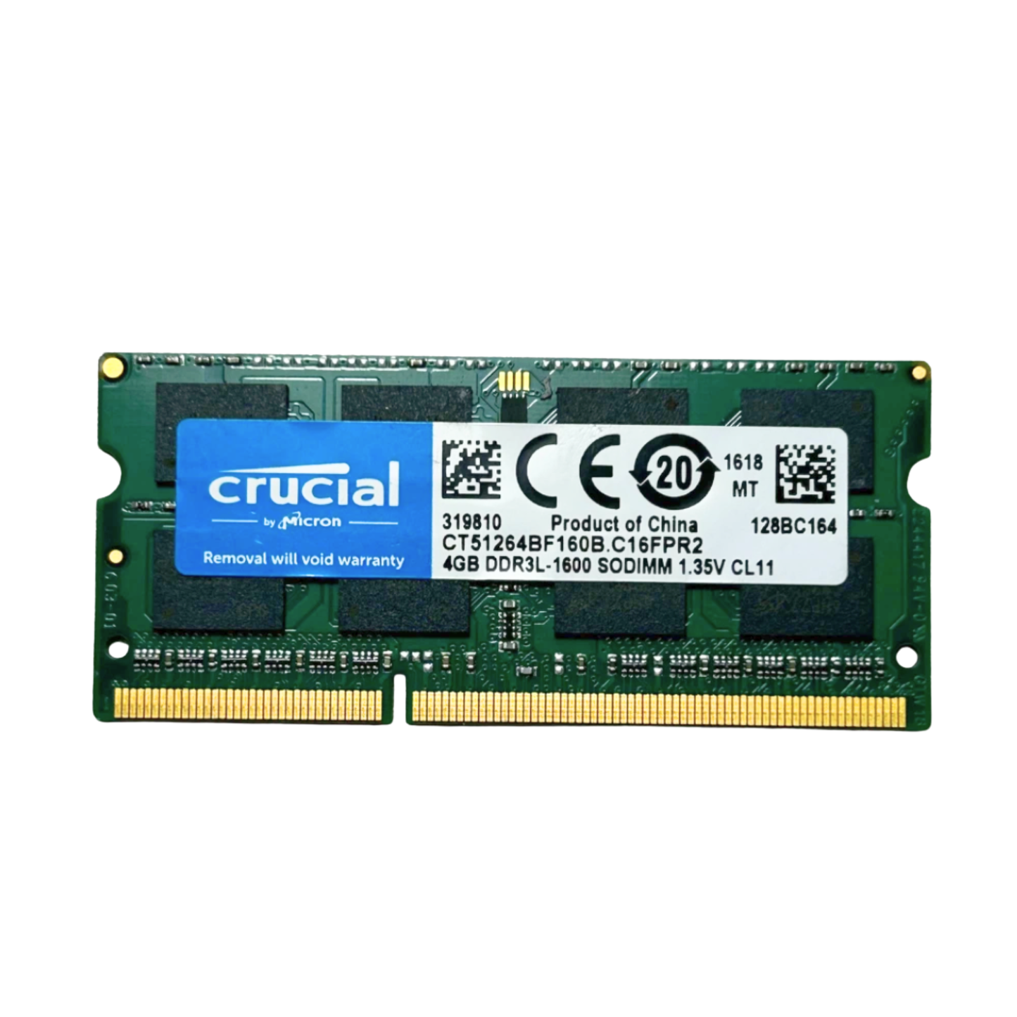 (Naudota) Crucial 4GB 2Rx8 DDR3L-12800S CT51264BF160B.C16FPR2 Operatyvioji Atmintis