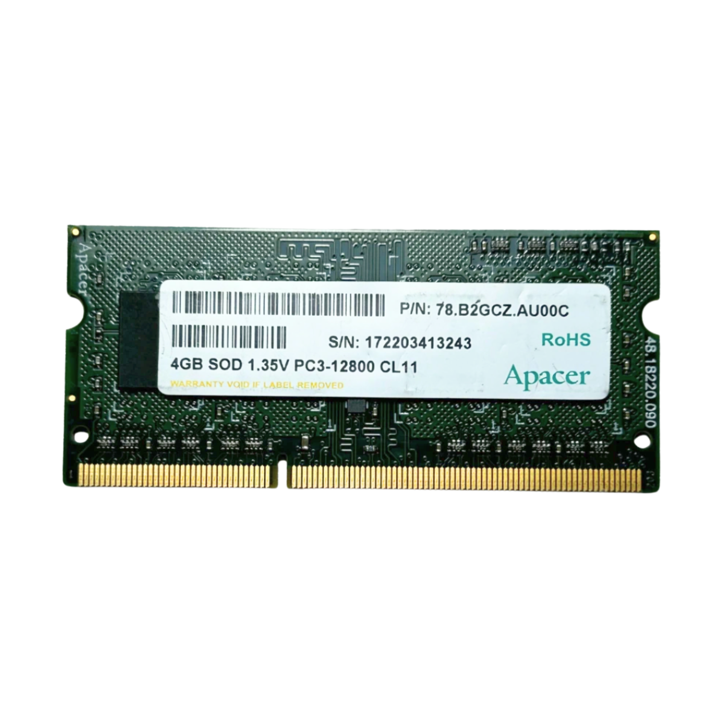 (Naudota) Apacer 4GB 1Rx8 PC3-12800 CL11 SODIMM 76.B2GCZ.AU00C Operatyvioji Atmintis