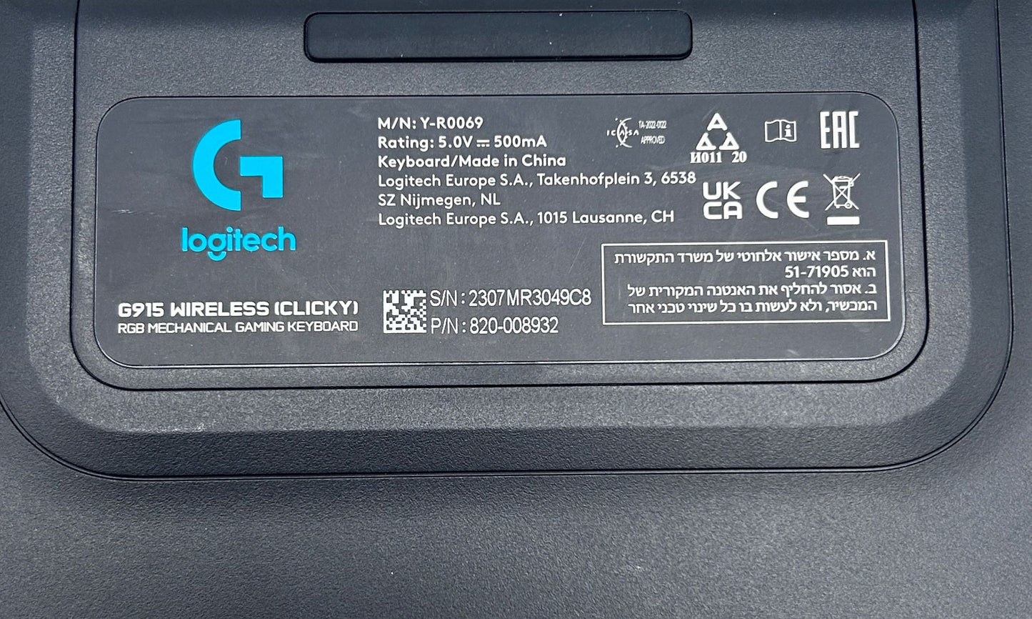 Logitech G915 Wireless (Clicky) RGB Mechaninė Gaming Žaidimų Klaviatūra
