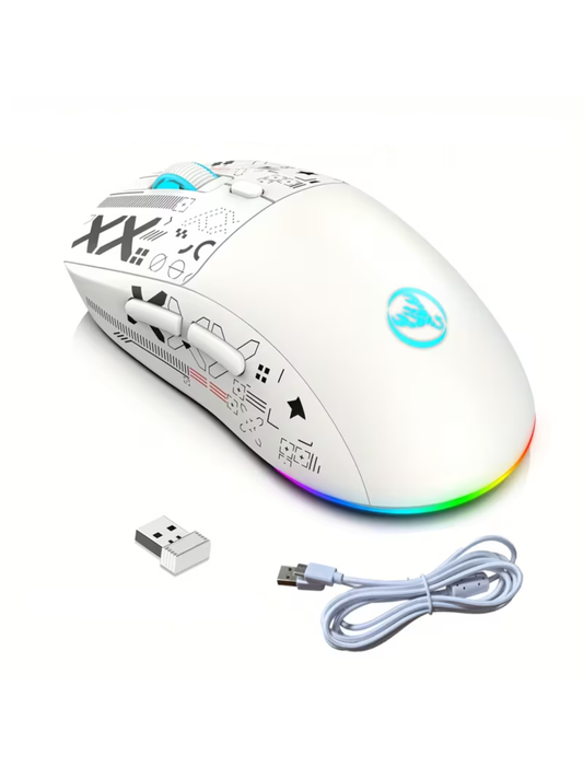 HXSJ RGB Lighting Belaidė Žaidimų Pelė Balta (Tri-Mode)