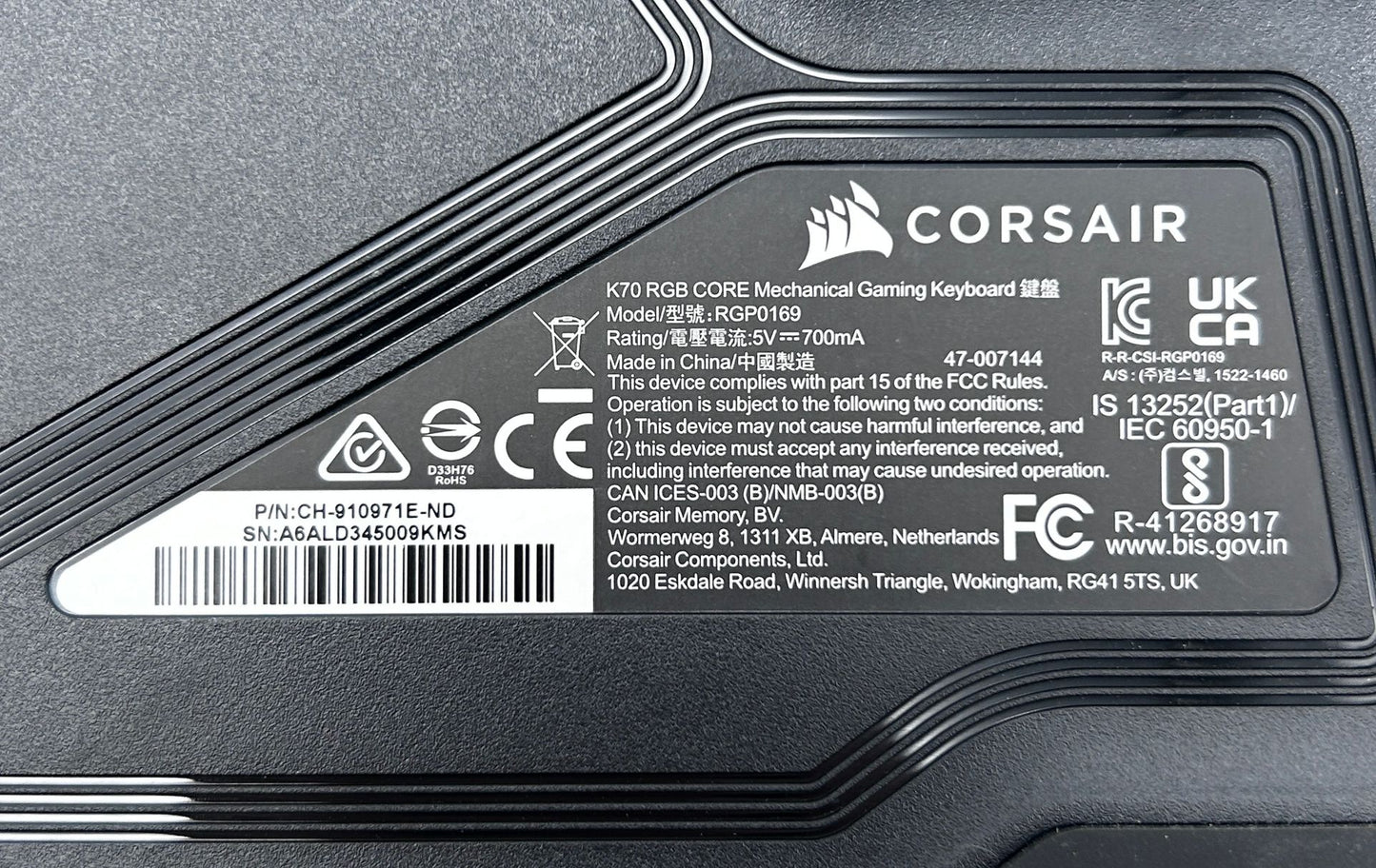 Originali Corsair K70 RGB CORE Gaming Šviečianti Žaidimų Klaviatūra