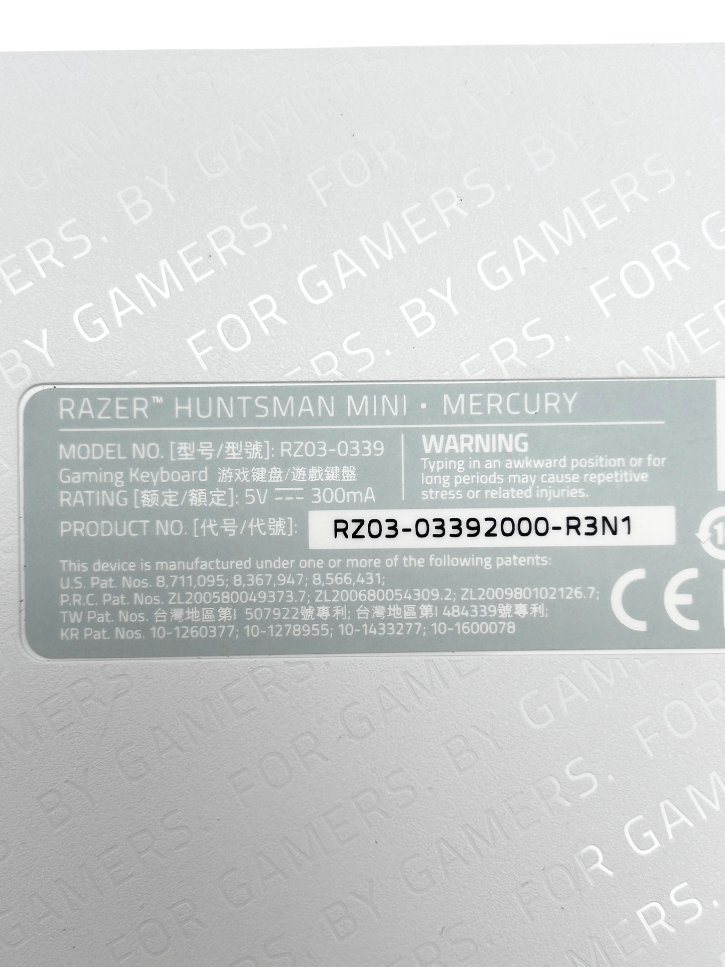 RAZER Huntsman Mini Mercury RZ03-0339 Balta Gaming Žaidimų Mechaninė Klaviatūra
