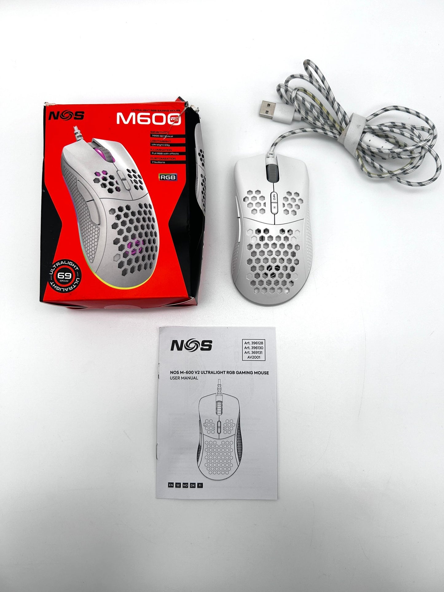 NOS M600 USB Laidinė Gaming Žaidimų Balta Pelė