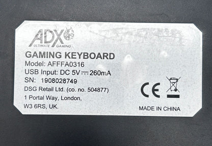 ADX Ultimate Gaming Laidinė Žaidimų Klaviatūra