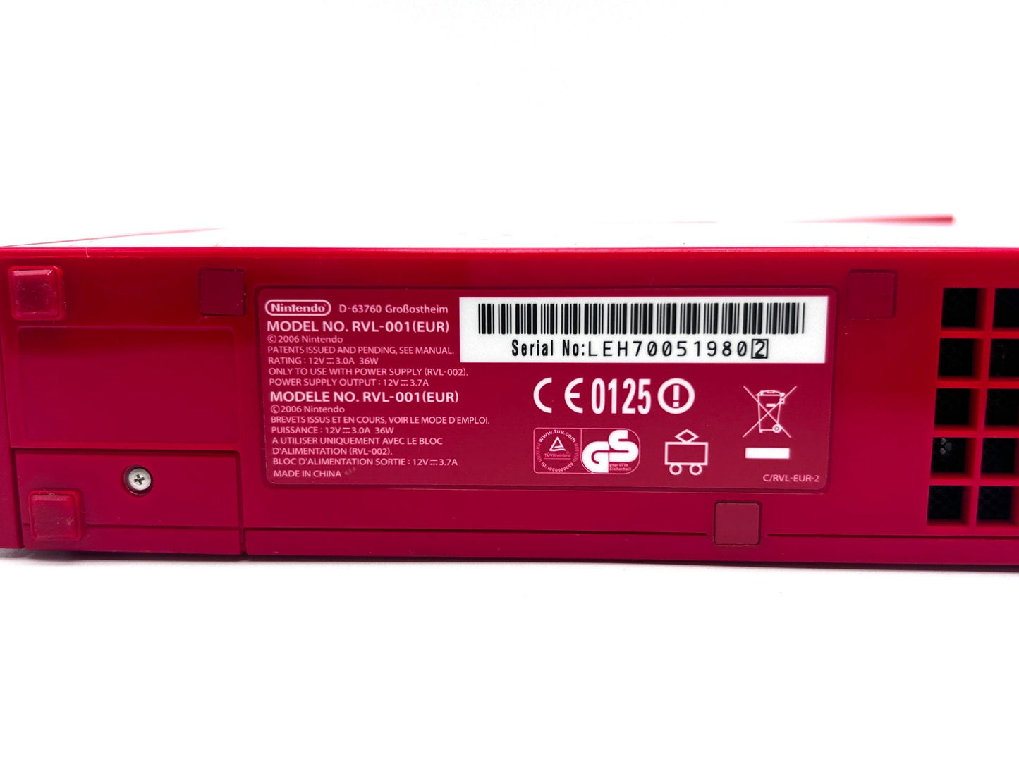 Nintendo Wii RVL-001 Žaidimų Konsolės Raudonas Rinkinys Dviems