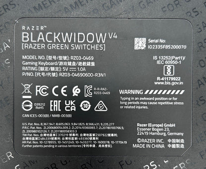 Razer Blackwidow V4 (Razer Green Switches) Gaming Žaidimų Klaviatūra