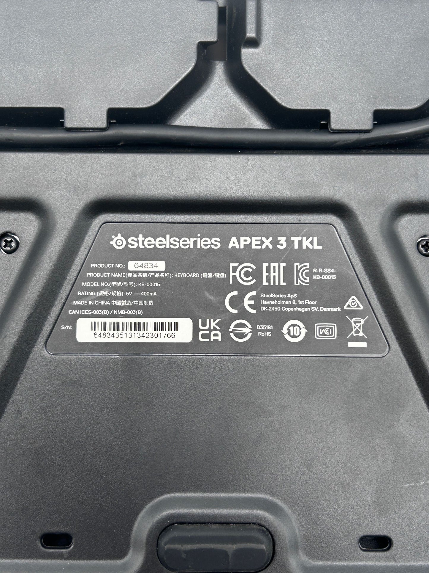 SteelSeries APEX 3 TKL Membraninė Gaming Žaidimų Klaviatūra