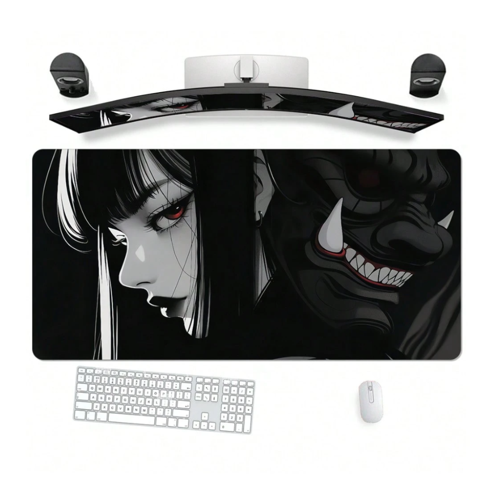 Labai Didelis ,,Anime Girl & Demon'' Žaidimų Kilimėlis Mousepad 90x40x0.2cm
