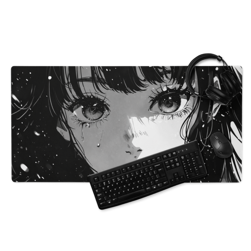 Black & White Anime Girl Žaidimų Kilimėlis Mousepad