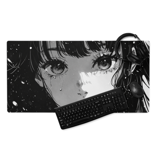 Black & White Anime Girl Žaidimų Kilimėlis Mousepad