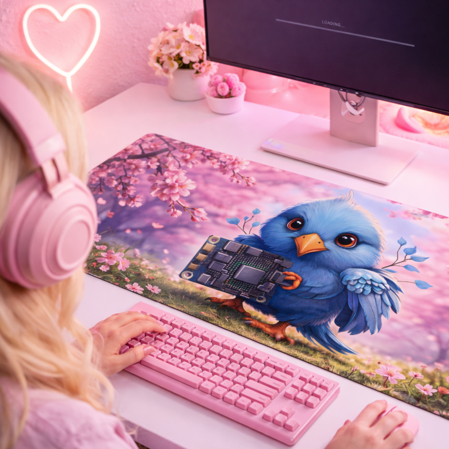 Labai Didelis ,,Cypukas Cherry Blossoms'' Žaidimų Kilimėlis Mousepad 90x40 + DOVANA!