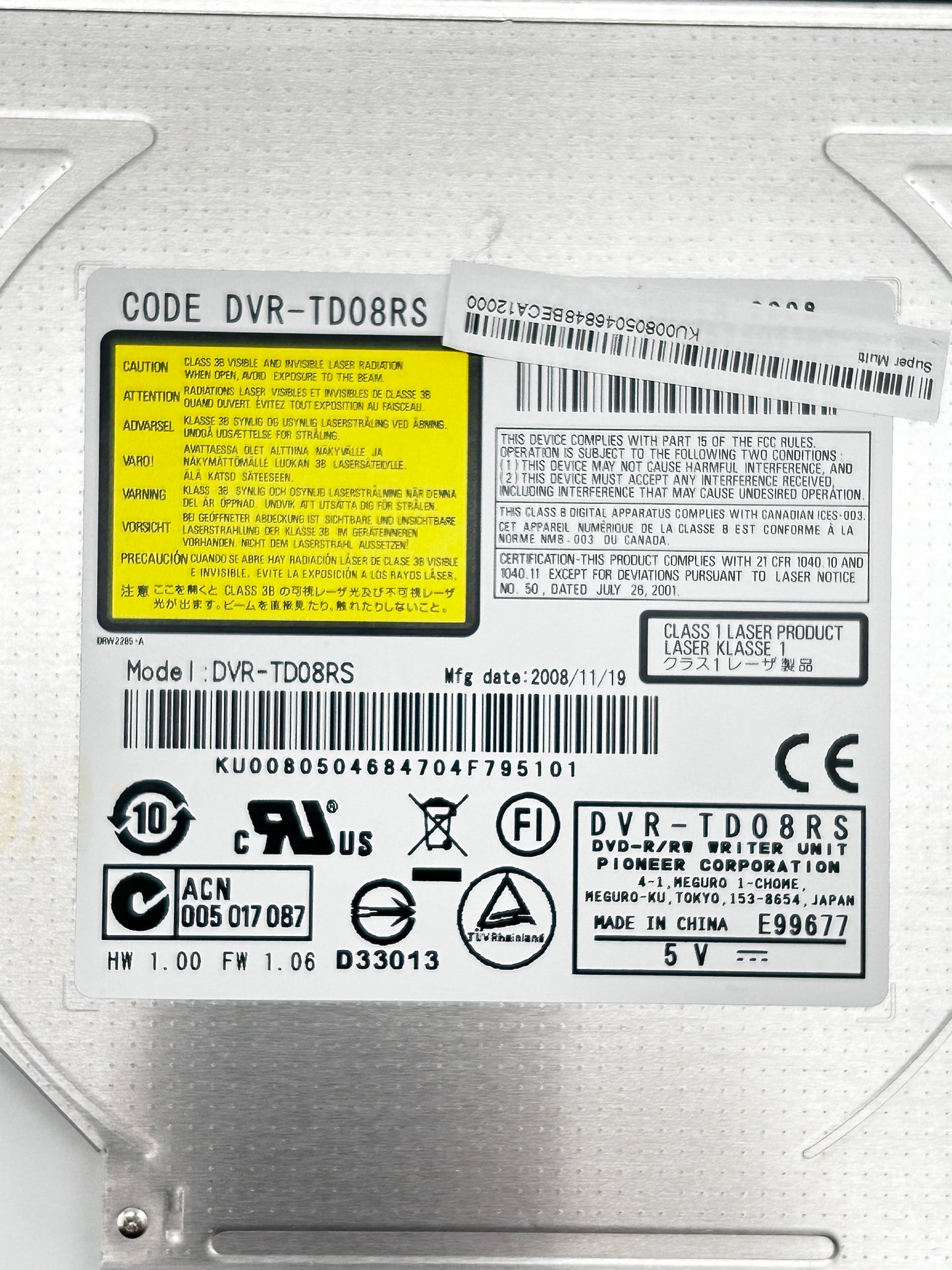 Acer Aspire 5735 5V DVD CD-RW Optical Disk Drive Optinis Įrenginys DVR-TD08RS