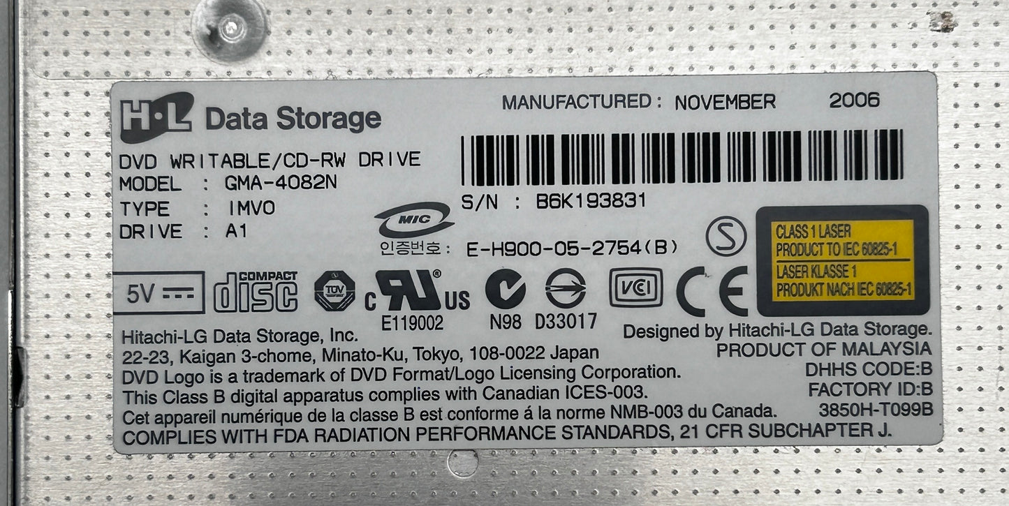 Lenovo ThinkPad R50 R51 R60 R61 DVD CD-RW GMA-4082N 39T2723 39T2722