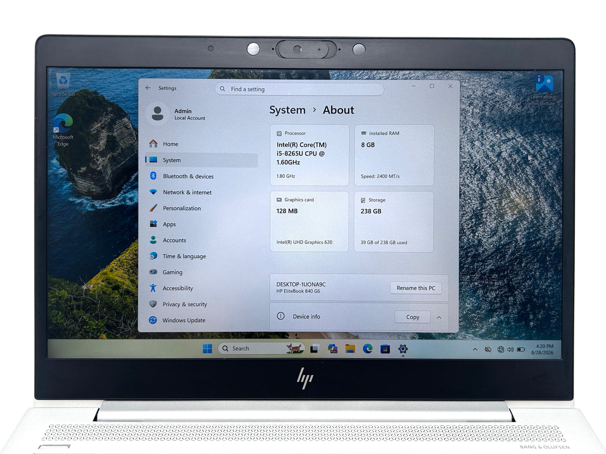 HP EliteBook 840 G6 Intel i5-8265U / 8GB RAM / 256GB SSD Nešiojamasis Kompiuteris
