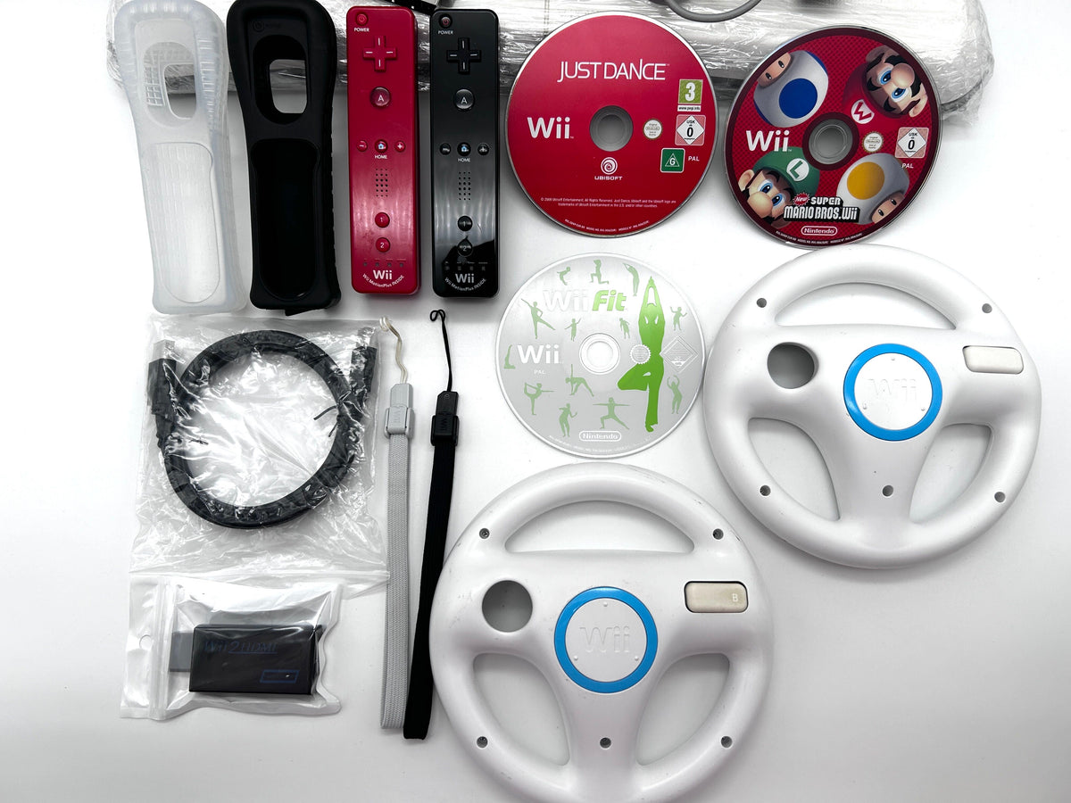 Nintendo Wii RVL-001 Žaidimų Konsolės Raudonas Rinkinys Dviems