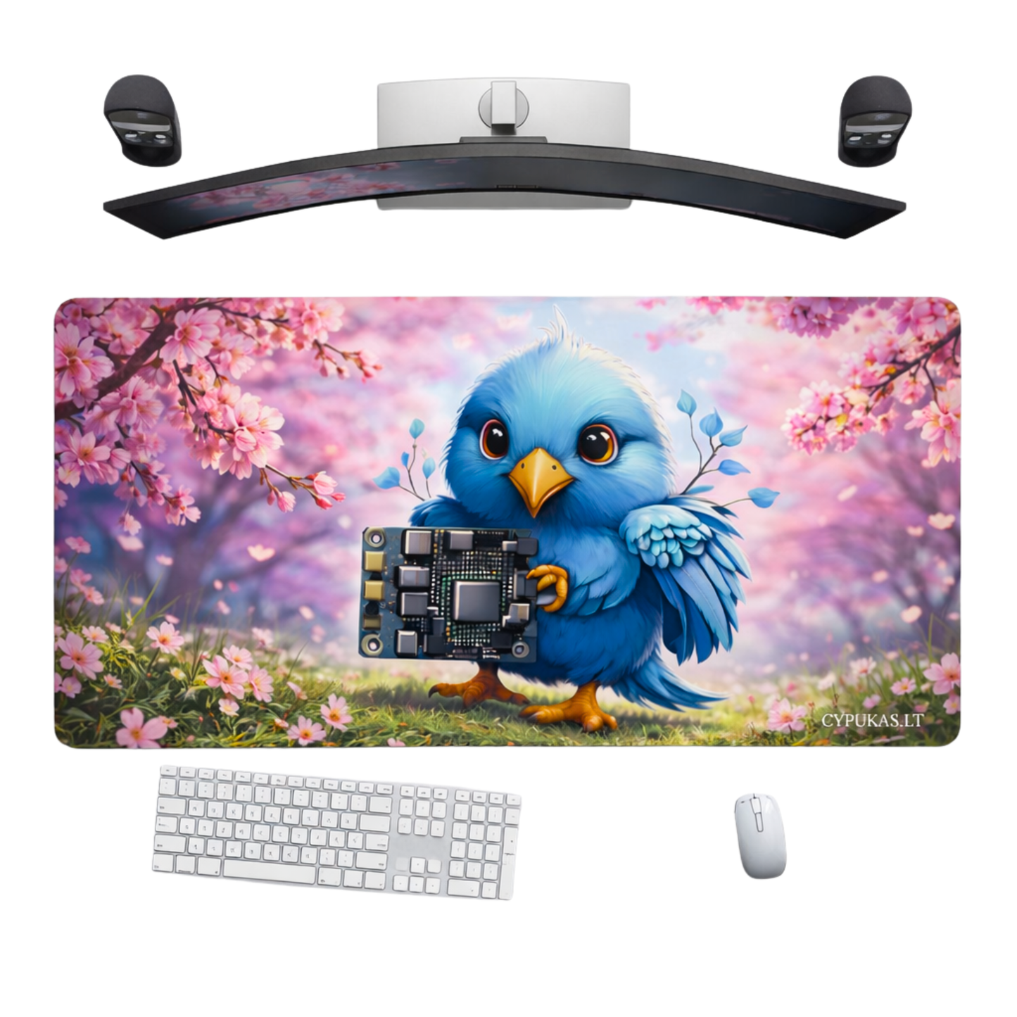 Labai Didelis ,,Cypukas Cherry Blossoms'' Žaidimų Kilimėlis Mousepad 90x40 + DOVANA!