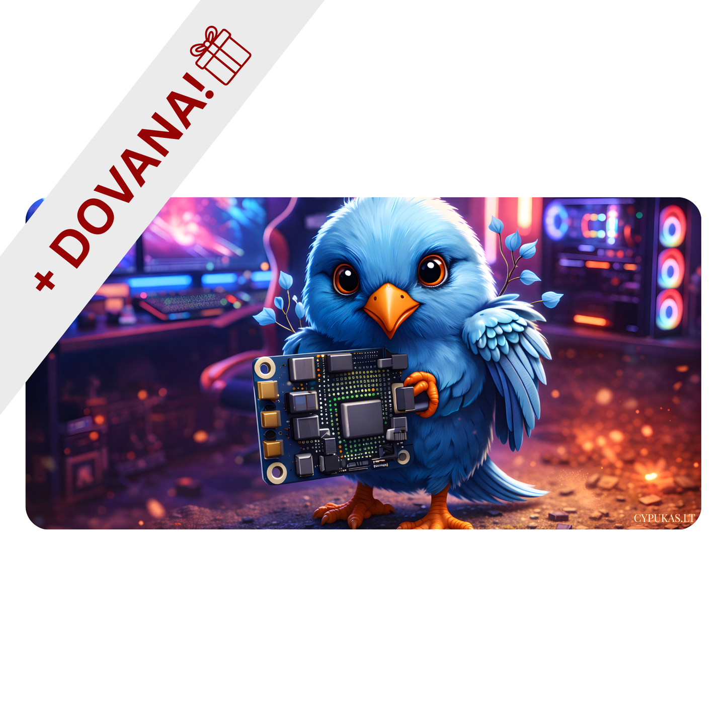 Labai Didelis ,,Cypukas Midnight Tech'' Žaidimų Kilimėlis Mousepad 90x40 + DOVANA!