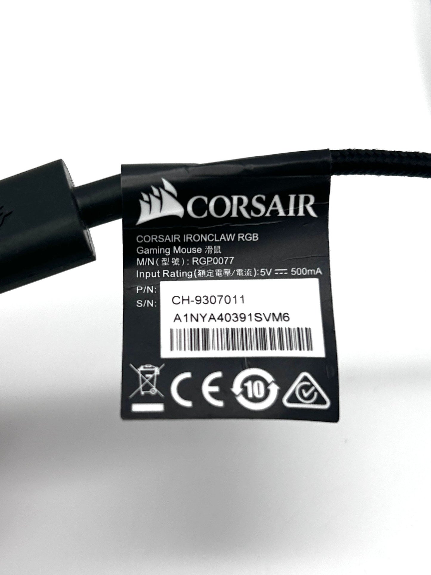 Corsair Ironclaw RGB Laidinė USB Gaming Juoda Pelė