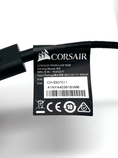 Corsair Ironclaw RGB Laidinė USB Gaming Juoda Pelė