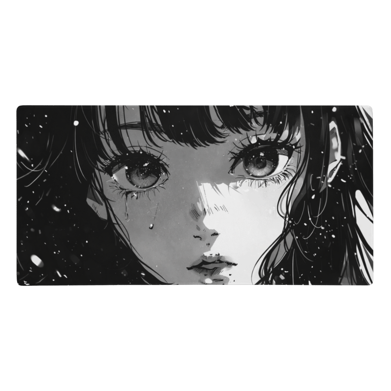 Black & White Anime Girl Žaidimų Kilimėlis Mousepad