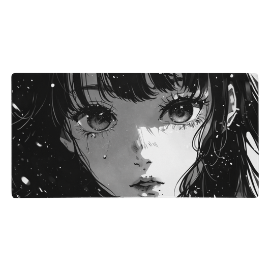 Black & White Anime Girl Žaidimų Kilimėlis Mousepad