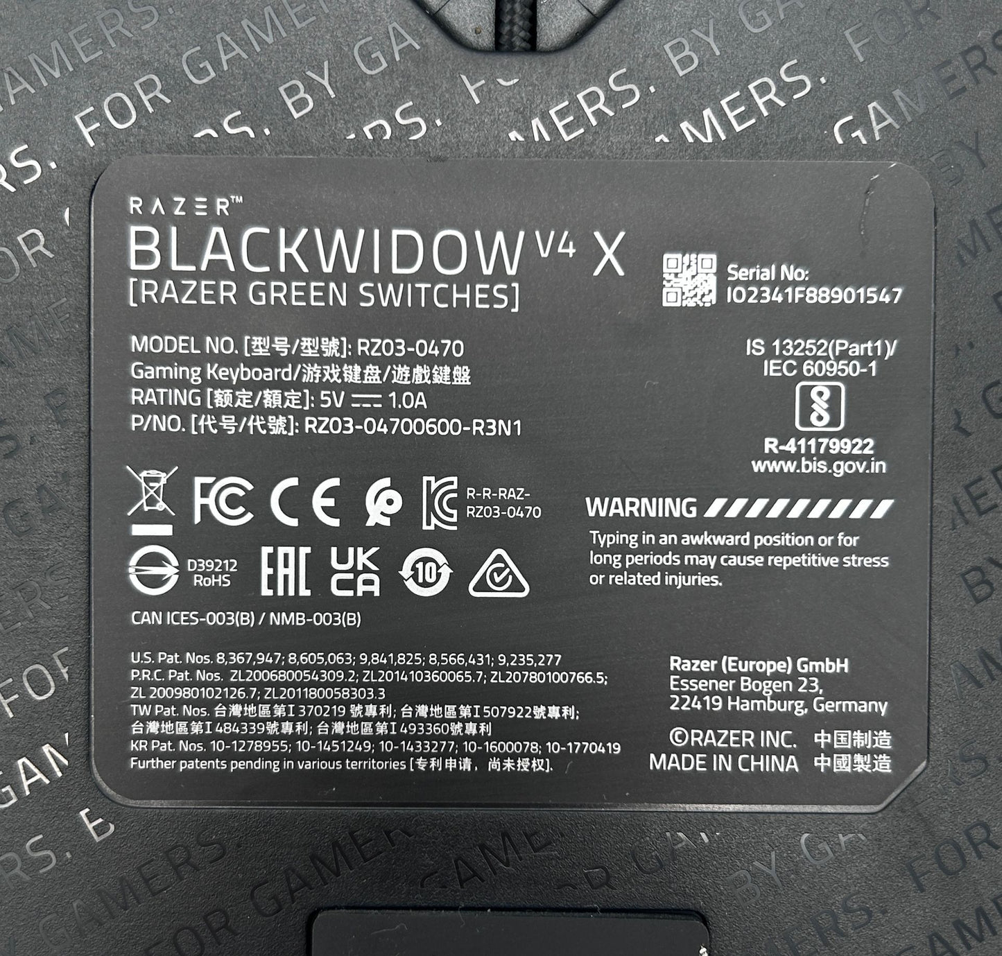 Razer Blackwidow V4 X (Razer Green Switches) Gaming Žaidimų Klaviatūra