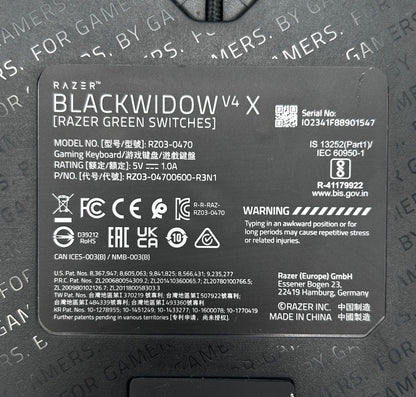 Razer Blackwidow V4 X (Razer Green Switches) Gaming Žaidimų Klaviatūra