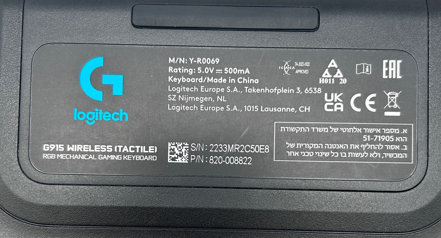 Logitech G915 Wireless (Tactile) RGB Mechaninė Gaming Žaidimų Klaviatūra
