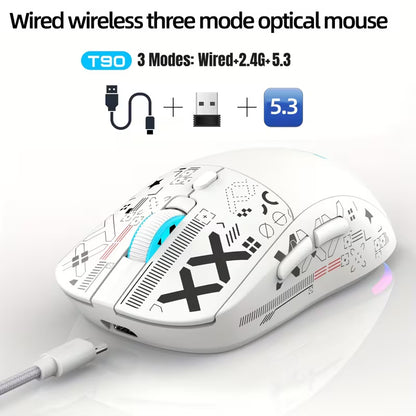 HXSJ RGB Lighting Belaidė Žaidimų Pelė Balta (Tri-Mode)