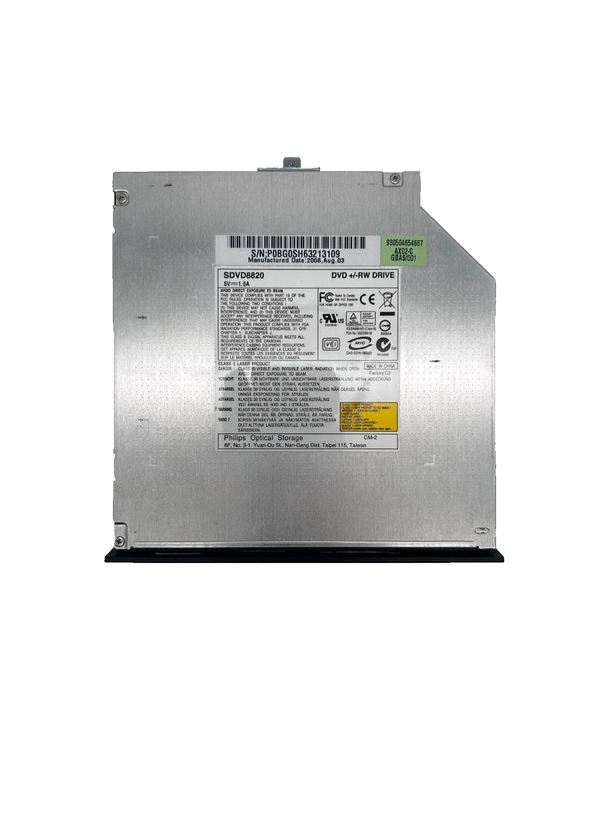 Packard Bell EasyNote S4 DVD+RW CD-R Optical Drive Optinis Įrenginys 5V SDVD8820