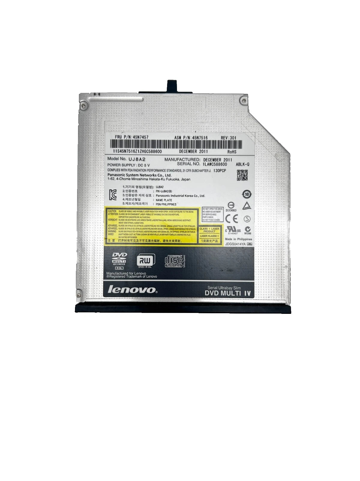 Original Lenovo ThinkPad T420s DVD Optical Drive Optinis Įrenginys CD-RW UJ8A2 45N7457