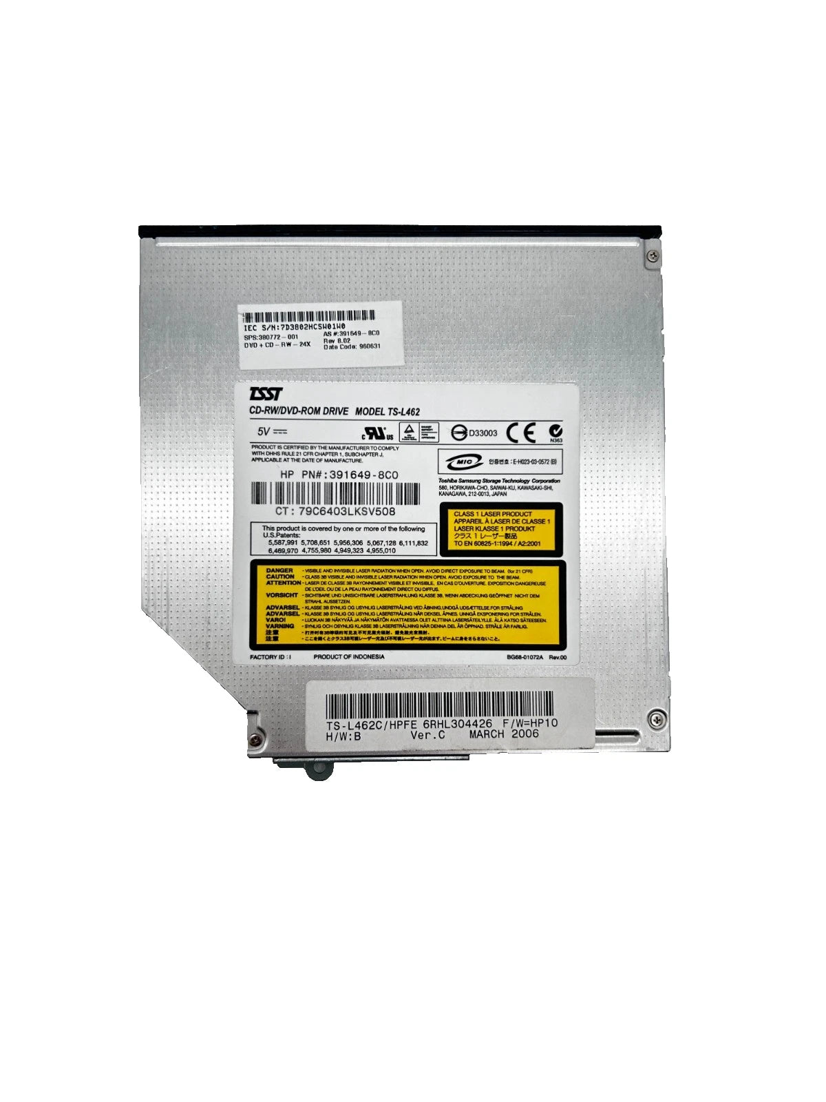 HP Compaq nx6110 DVD-ROM CD-RW Optical Drive TS-L462 380772-001